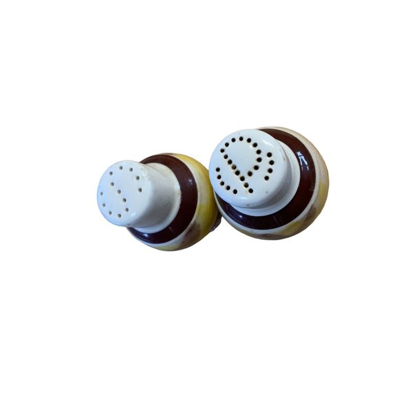 Vernonware Yellow Brown Organdie Salt & Pepper Shakers Metlox Plaid - Picture 4 of 6